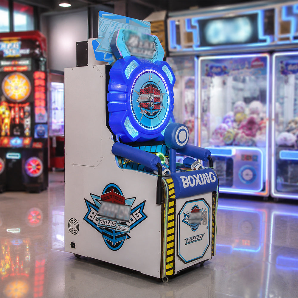 GAMEON Boxing Strength Tester Machine - Coin Operated Punching Arcade Game with LED Score Display, Power Challenge & Interactive Entertainment Experience - Blue