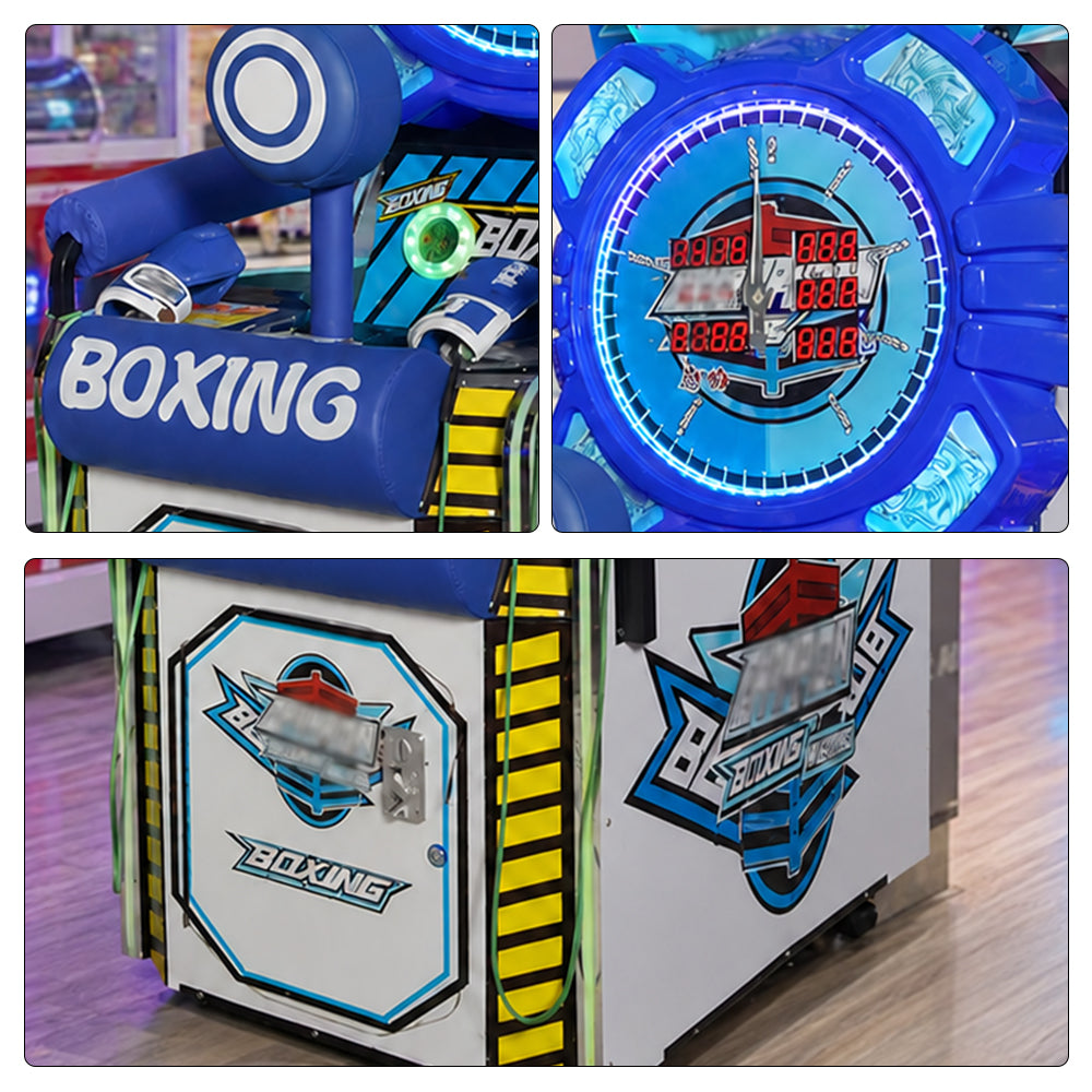 GAMEON Boxing Strength Tester Machine - Coin Operated Punching Arcade Game with LED Score Display, Power Challenge & Interactive Entertainment Experience - Blue