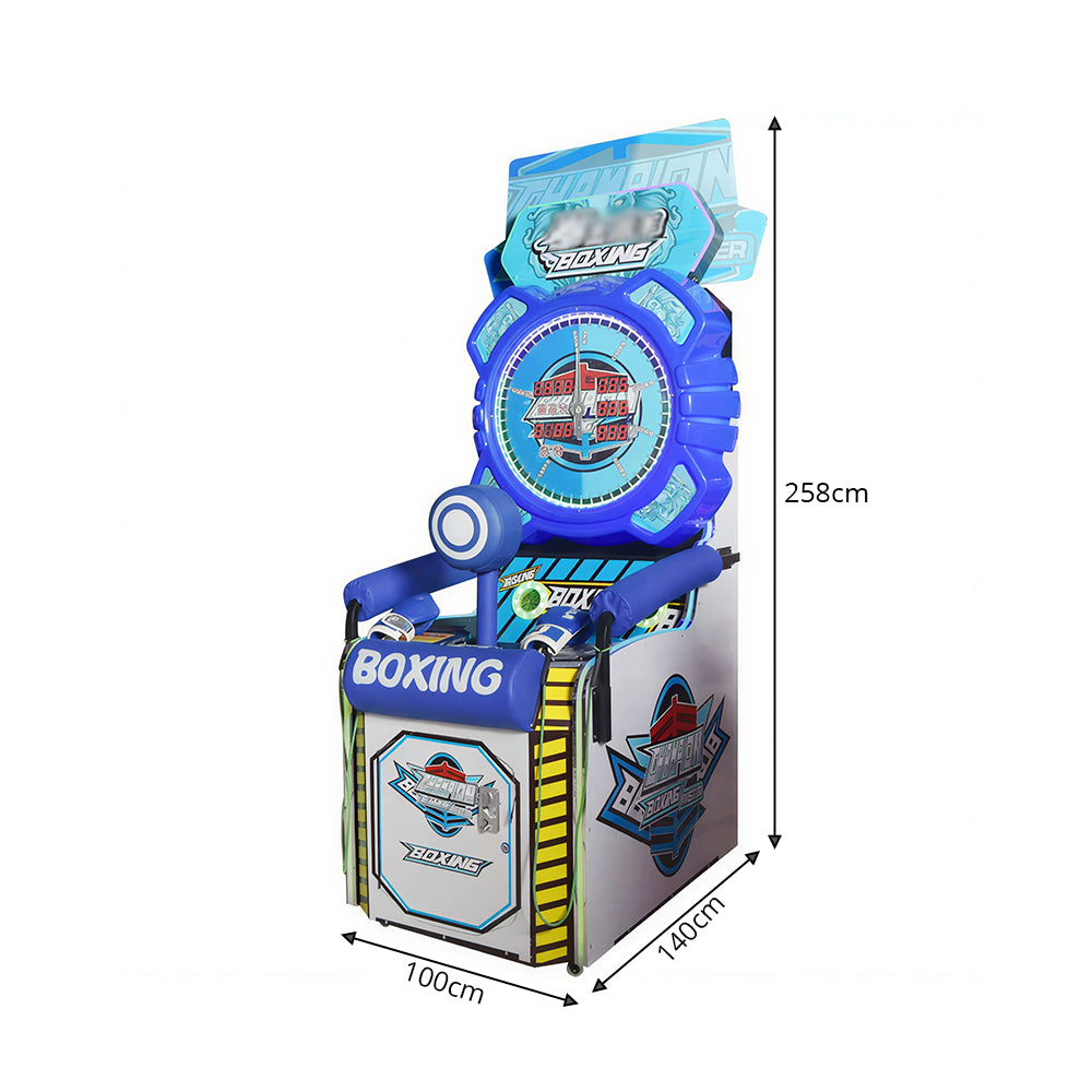 GAMEON Boxing Strength Tester Machine - Coin Operated Punching Arcade Game with LED Score Display, Power Challenge & Interactive Entertainment Experience - Blue