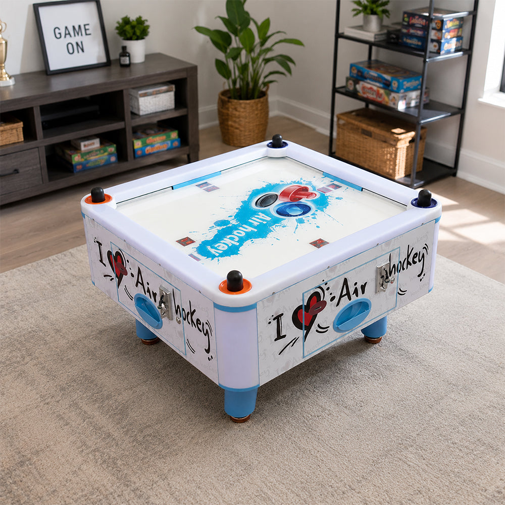 GAMEON Classic Air Hockey Table - Kids Interactive Arcade Game with 4 Player Support, Air Powered Hockey Play & Family Entertainment Experience - White