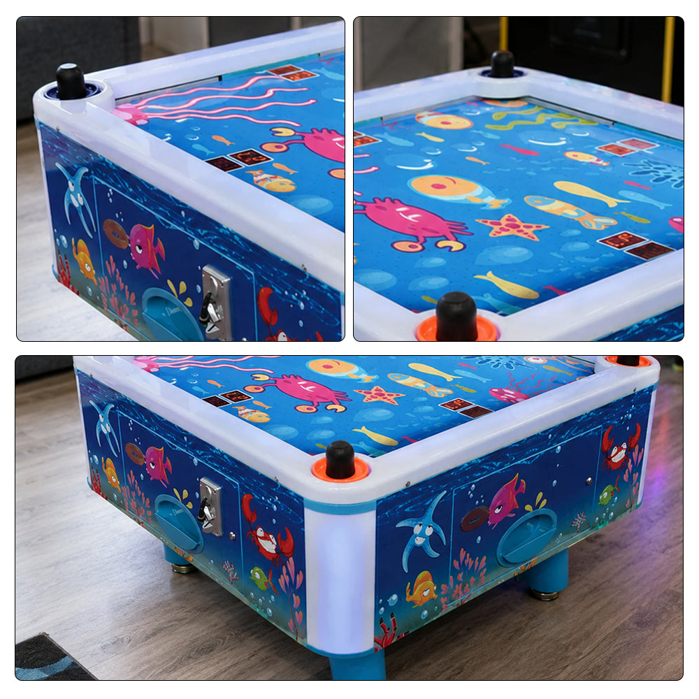 GAMEON Ocean Blue Air Hockey Table - Kids Interactive Arcade Game with 4 Player Support, Air Powered Hockey Play & Family Entertainment Experience - Blue