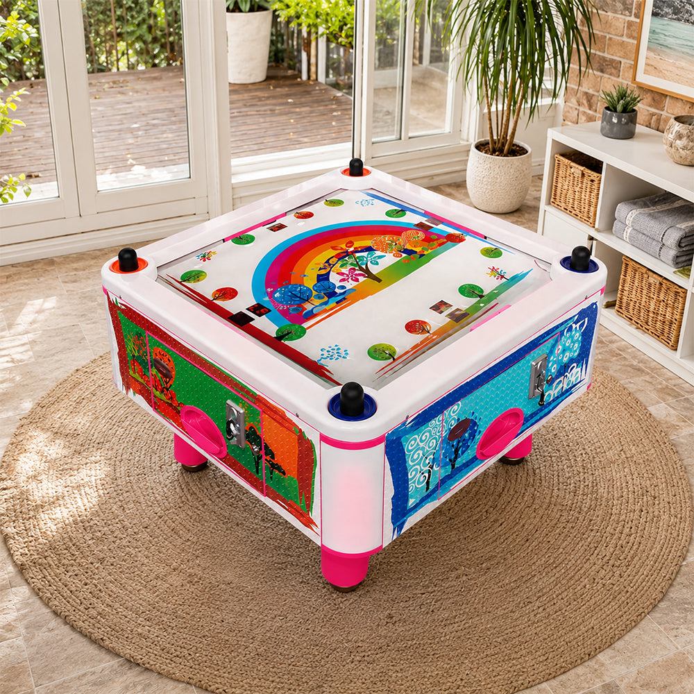 GAMEON Colourful Forest Air Hockey Table - Kids Interactive Arcade Game with 4 Player Support, Air Powered Hockey Play & Family Entertainment Experience - Pink