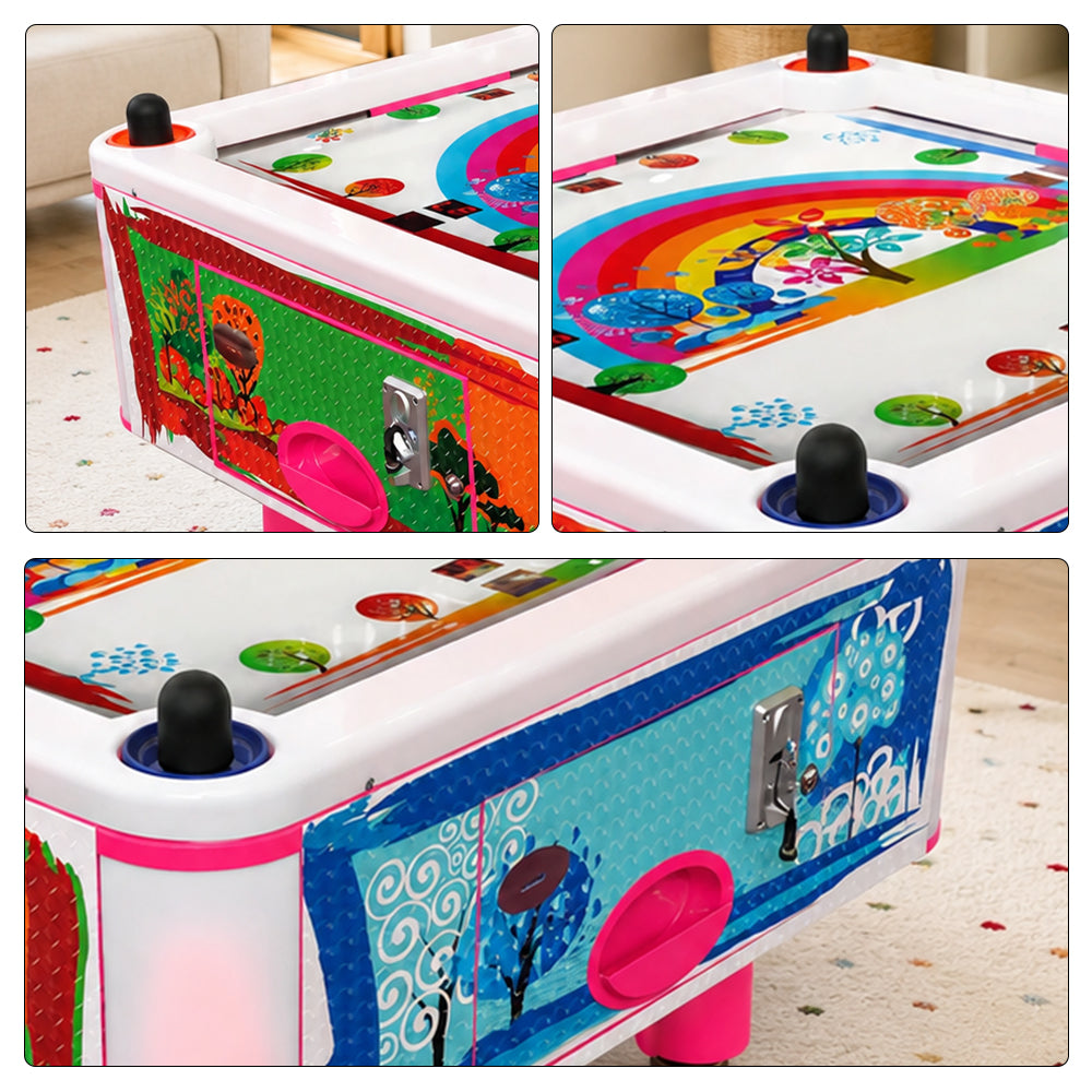 GAMEON Colourful Forest Air Hockey Table - Kids Interactive Arcade Game with 4 Player Support, Air Powered Hockey Play & Family Entertainment Experience - Pink
