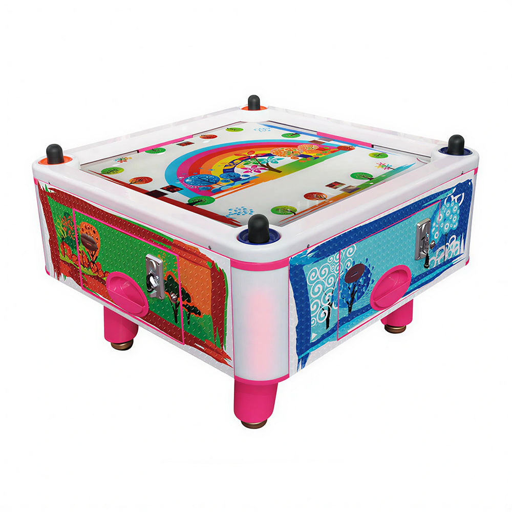 GAMEON Colourful Forest Air Hockey Table - Kids Interactive Arcade Game with 4 Player Support, Air Powered Hockey Play & Family Entertainment Experience - Pink