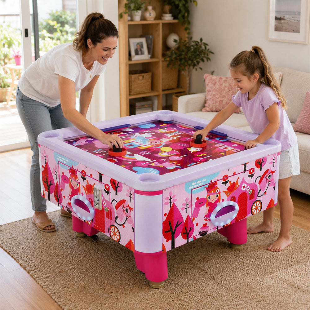GAMEON Fantasy Forest Air Hockey Table - Kids Interactive Arcade Game with 4 Player Support, Air Powered Hockey Play & Family Entertainment Experience - Pink
