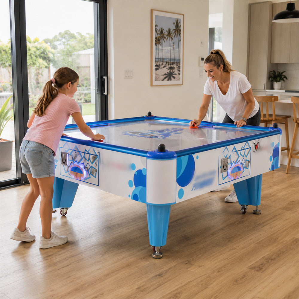 GAMEON Adult Air Hockey Table - Commercial Interactive Arcade Game with 4 Player Support, Air Powered Hockey Play & Entertainment Experience - Blue