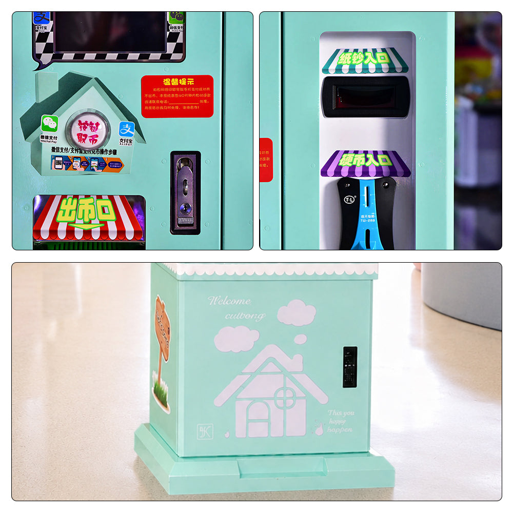 GAMEON House Coin Exchange Machine - Self Service Game Token Dispenser with Banknote Slot, Coin Outlet & Arcade Operation Support - Mint Green