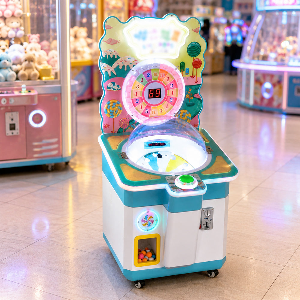 GAMEON Lollipop Prize Machine - Coin Operated Candy Grabber Arcade Game with LED Display, Gift Reward System & Interactive Entertainment Experience - White