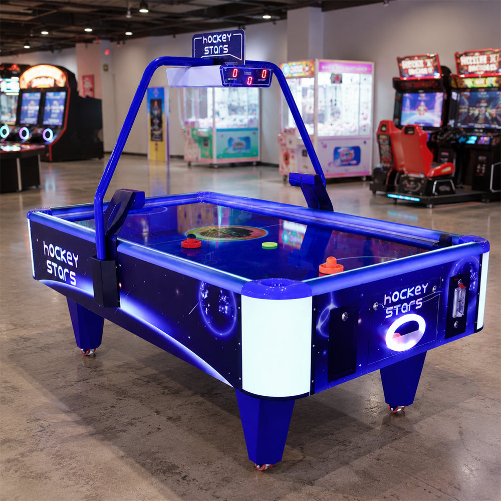 GAMEON Star Air Hockey Table - Coin Operated Two Player Arcade Game with LED Lights, Score Display & Interactive Hockey Battle Experience - Blue