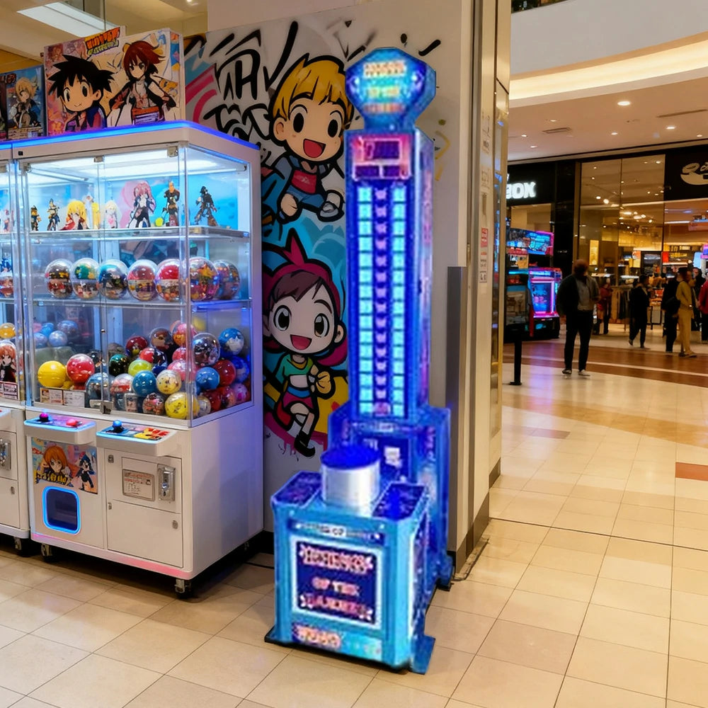 GAMEON Power Hammer Strength Tower Arcade Machine Heavy-Duty Metal Build LED Lighting 250W Power Competitive Impact Tester Game - Blue