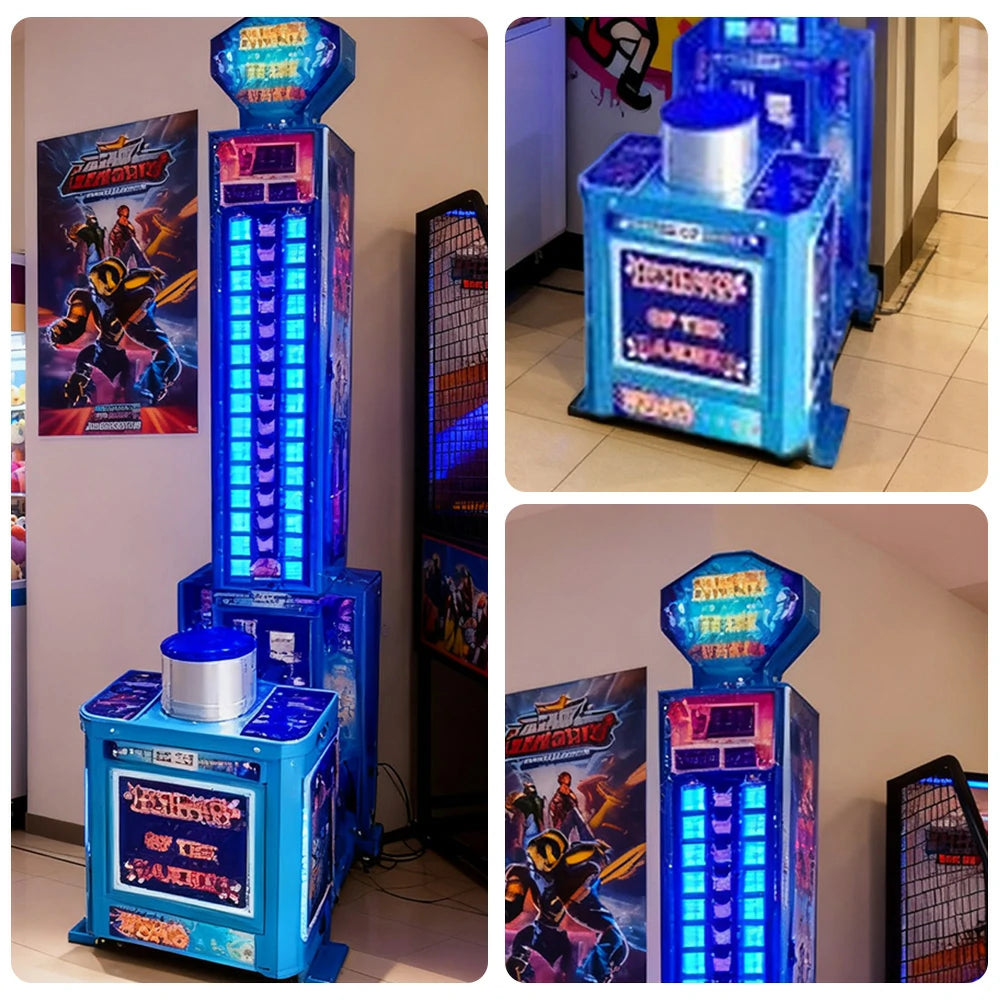 GAMEON Power Hammer Strength Tower Arcade Machine Heavy-Duty Metal Build LED Lighting 250W Power Competitive Impact Tester Game - Blue