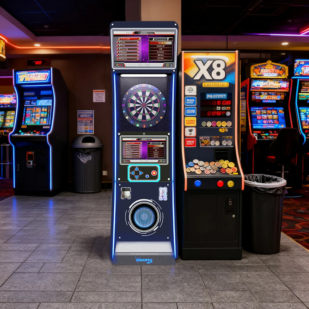 GAMEON Electronic Dart Arcade Machine Flagship Edition Aluminum & Nylon Build 15.5-Inch HD Screen LED Target Board Online Battle Connectivity - Black