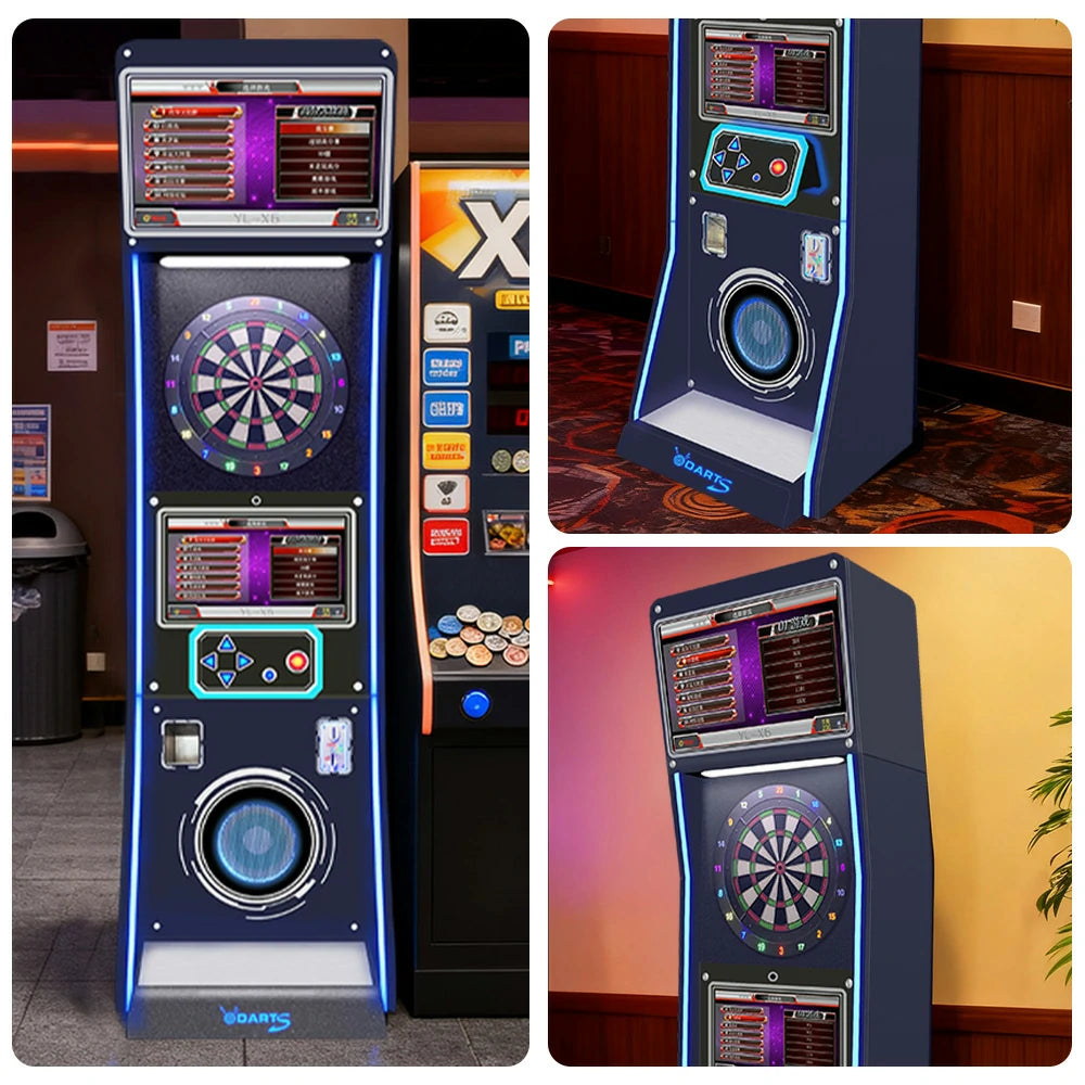 GAMEON Electronic Dart Arcade Machine Flagship Edition Aluminum & Nylon Build 15.5-Inch HD Screen LED Target Board Online Battle Connectivity - Black