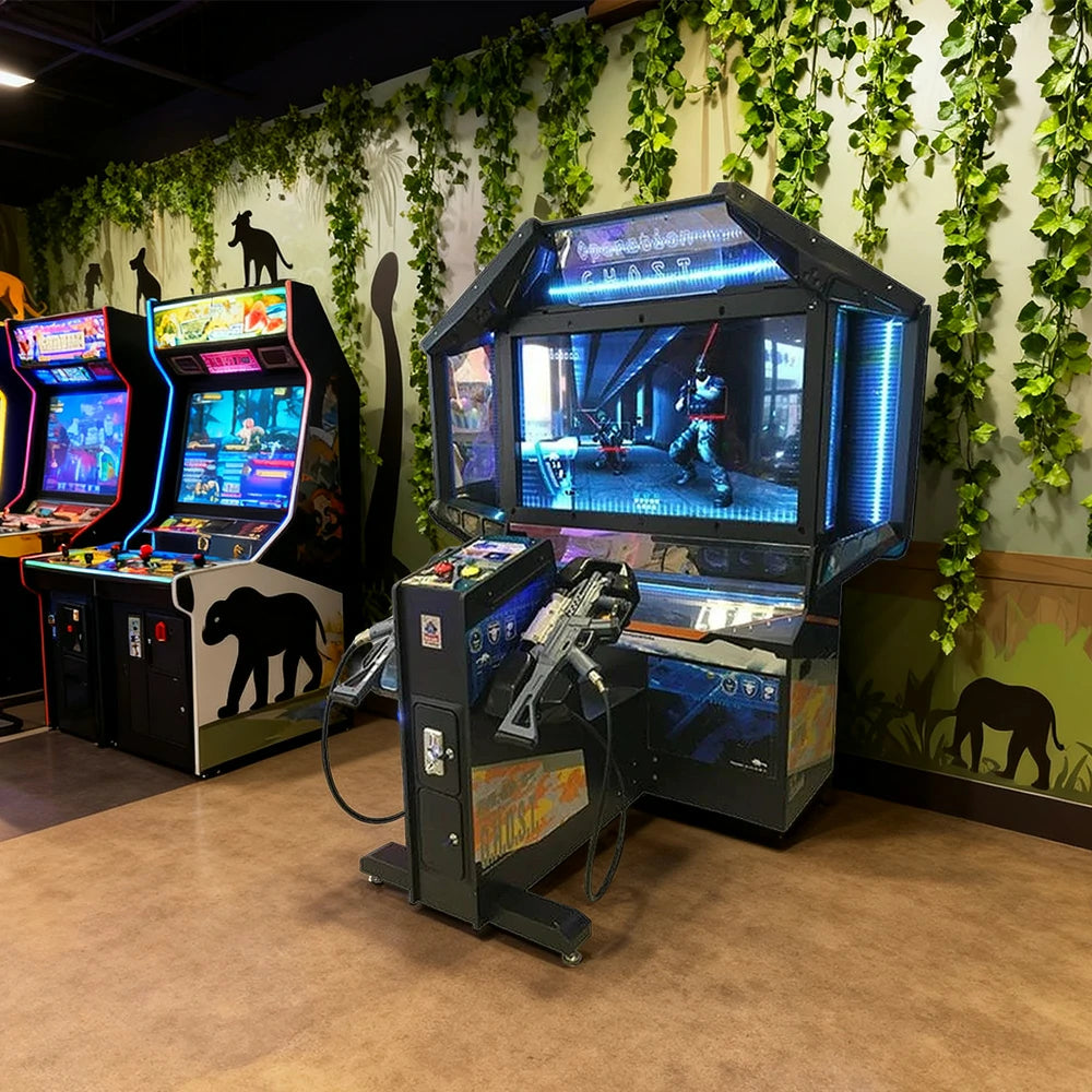 GAMEON Ghost SWAT Shooting Arcade Machine 55-Inch HD LCD Metal & Acrylic Cabinet Infrared Gun System 400W Power Immersive Two-Player Combat Game - Black