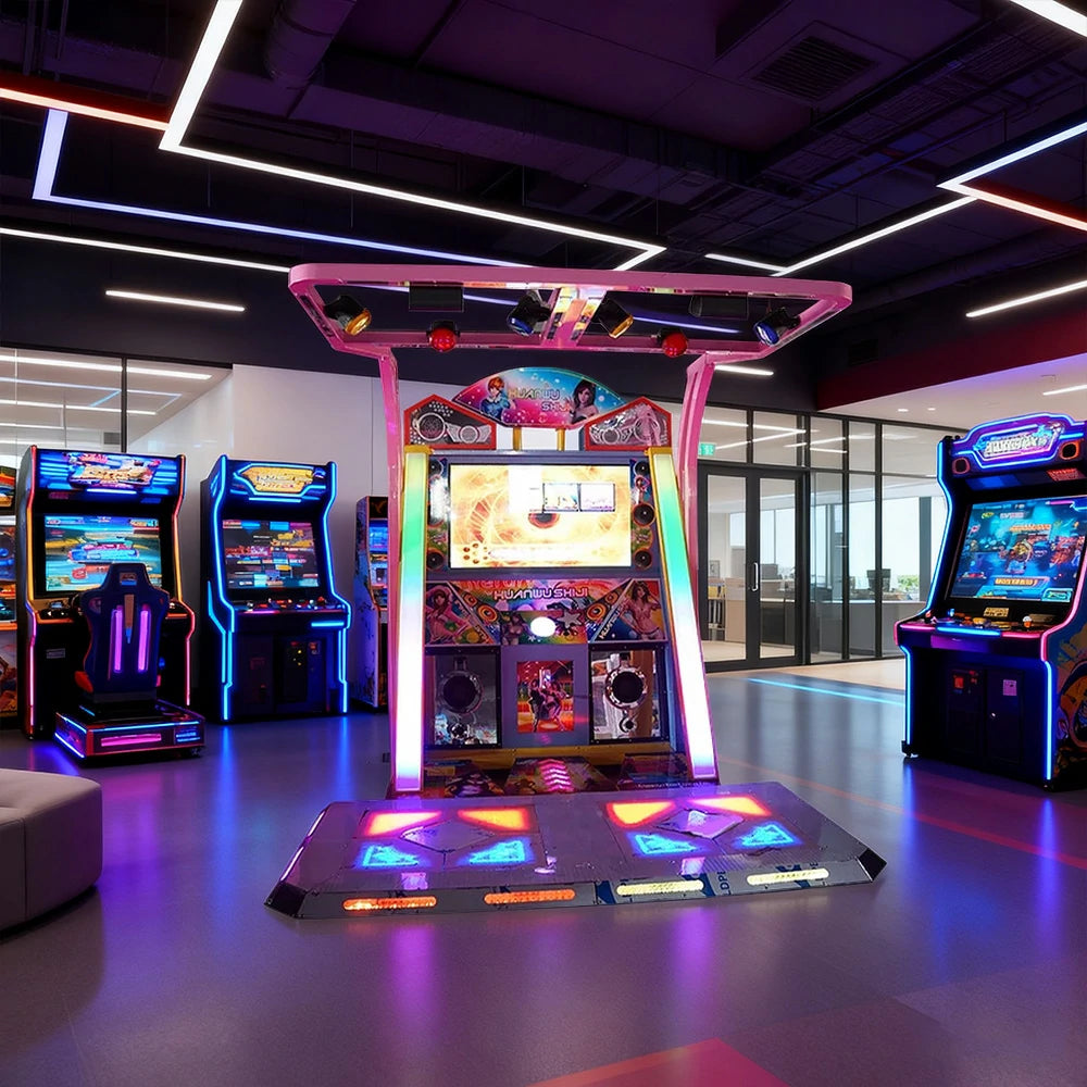 GAMEON Dance Arcade Machine 42" HD Screen Music Rhythm Game LED Lighting Effects - Pink