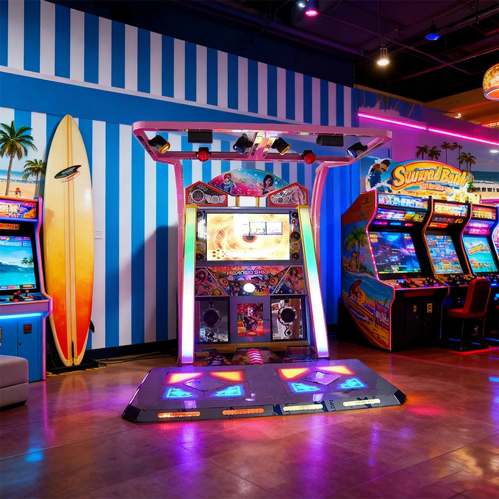 GAMEON Dance Arcade Machine 42" HD Screen Music Rhythm Game LED Lighting Effects - Pink