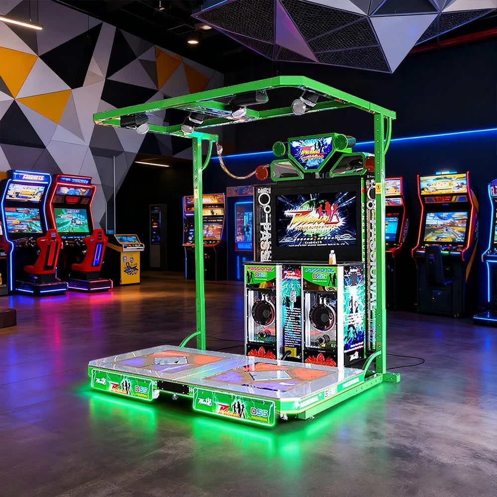 GAMEON Full-Body Dance Arcade Machine 42" HD Screen Music Rhythm Game LED Lights Stereo Sound System - Green
