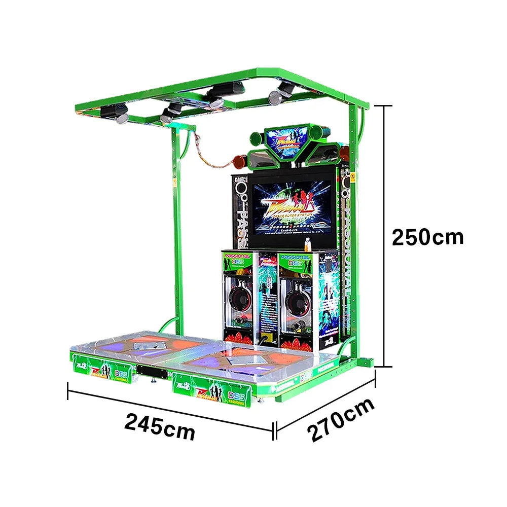 GAMEON Full-Body Dance Arcade Machine 42" HD Screen Music Rhythm Game LED Lights Stereo Sound System - Green