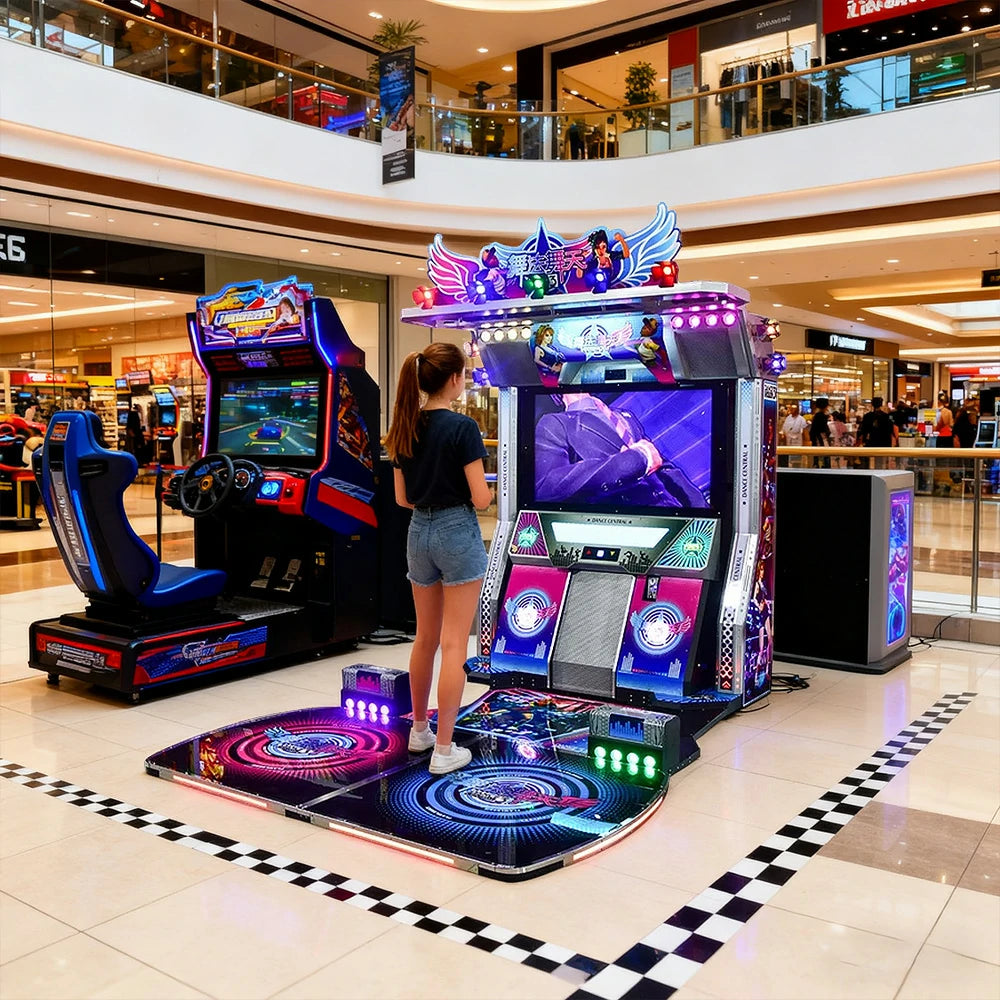 GAMEON Dance Arcade Machine 47" HD Screen Music Rhythm Game LED Neon Lights - Purple