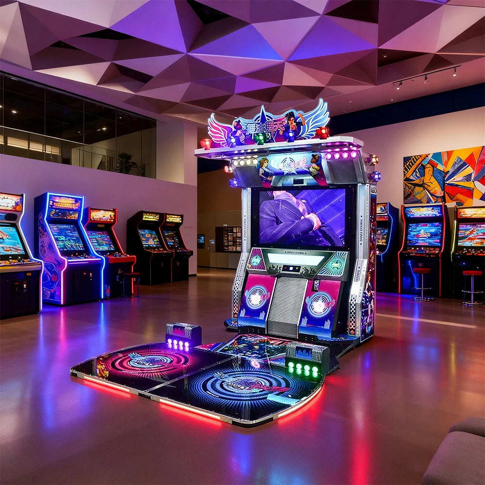 GAMEON Dance Arcade Machine 47" HD Screen Music Rhythm Game LED Neon Lights - Purple