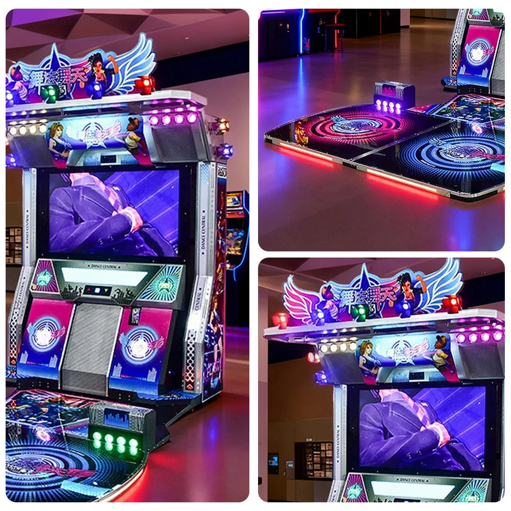 GAMEON Dance Arcade Machine 47" HD Screen Music Rhythm Game LED Neon Lights - Purple