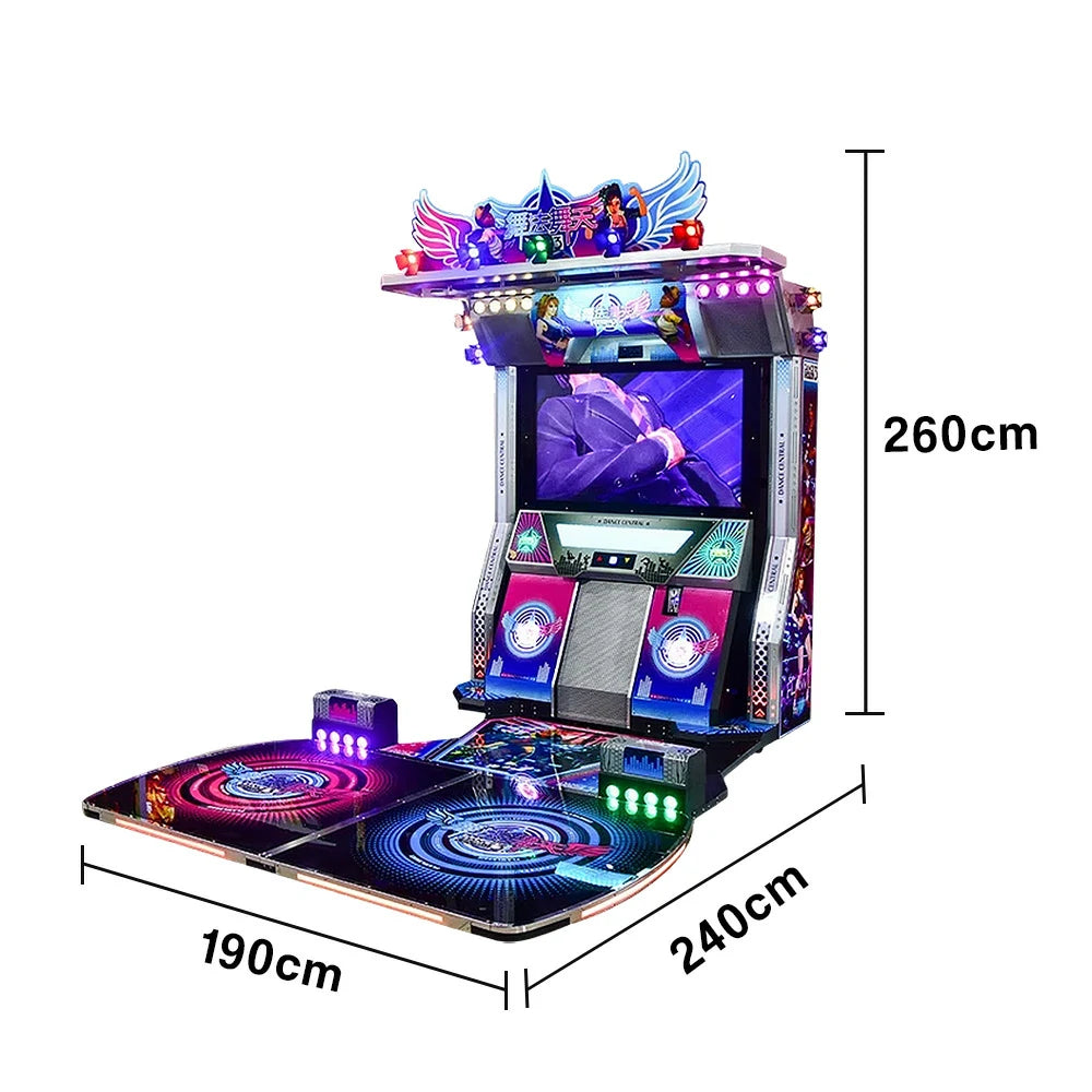 GAMEON Dance Arcade Machine 47" HD Screen Music Rhythm Game LED Neon Lights - Purple