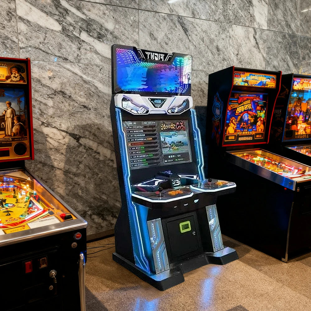 GAMEON KOF Arcade Machine 32-Inch HD Screen Metal & Acrylic Cabinet 4300+ Built-In Games Plug-and-Play Two-Player Retro Gaming Console - Blue