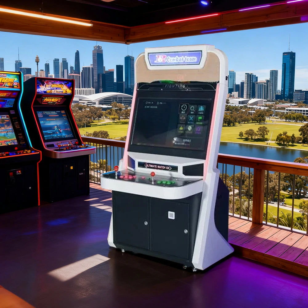 GAMEON R-Team Arcade Machine 32-Inch HD Screen Metal & Acrylic Cabinet 4300+Built-In Retro Games Plug-and-Play Two-Player Battle Console - White