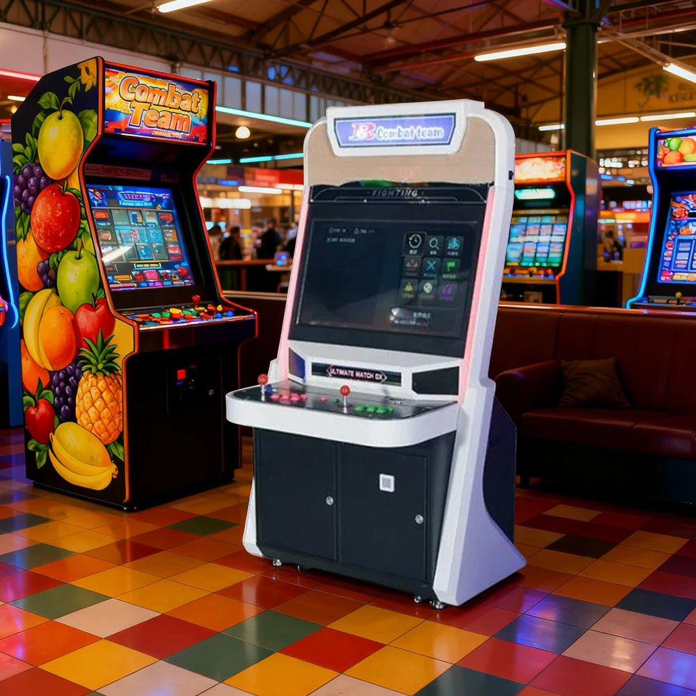 GAMEON R-Team Arcade Machine 32-Inch HD Screen Metal & Acrylic Cabinet 4300+Built-In Retro Games Plug-and-Play Two-Player Battle Console - White