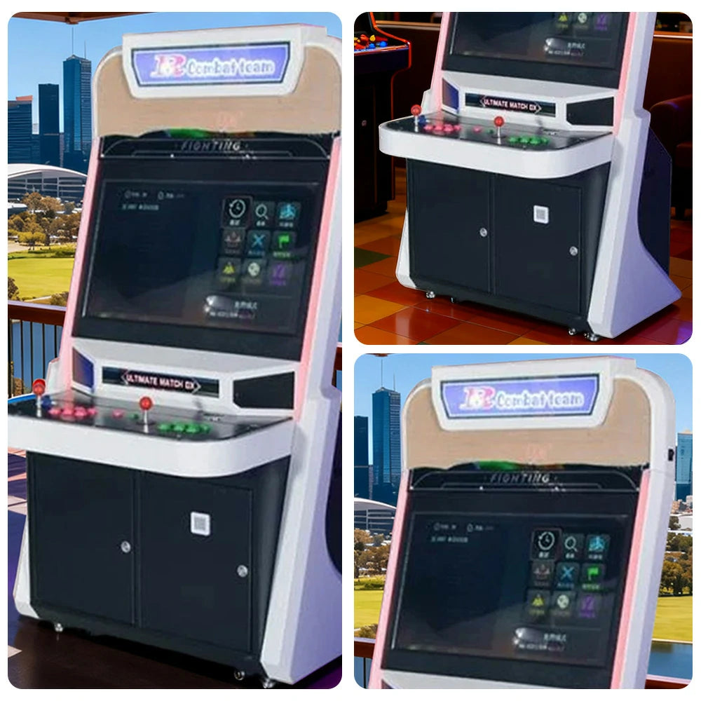 GAMEON R-Team Arcade Machine 32-Inch HD Screen Metal & Acrylic Cabinet 4300+Built-In Retro Games Plug-and-Play Two-Player Battle Console - White