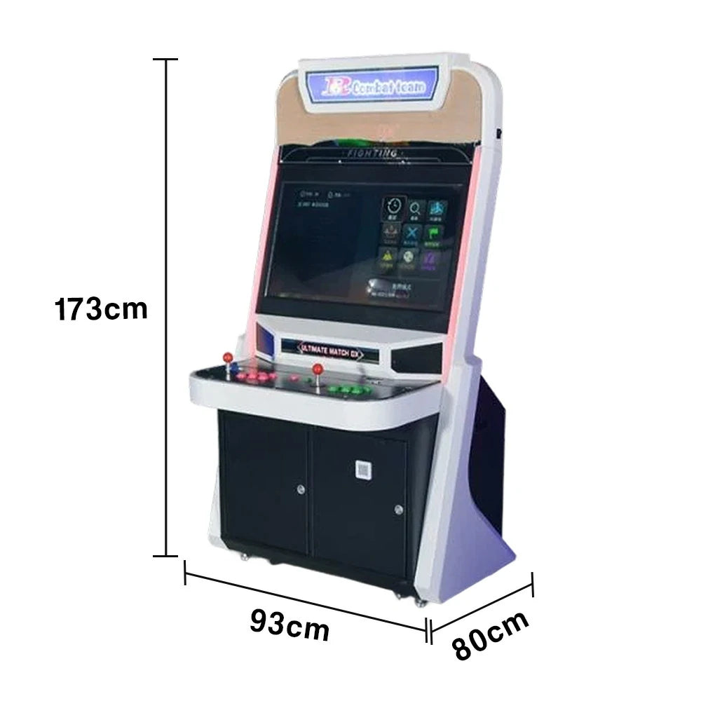 GAMEON R-Team Arcade Machine 32-Inch HD Screen Metal & Acrylic Cabinet 4300+Built-In Retro Games Plug-and-Play Two-Player Battle Console - White