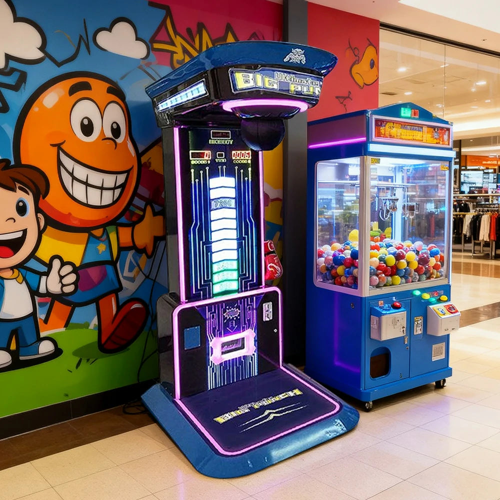 GAMEON Dragon Punch 3 Boxing Machine Metal & Acrylic Cabinet High-Sensitivity Sensors LED Effects 160W Power Competitive Strength Tester Arcade Game - Black&Blue