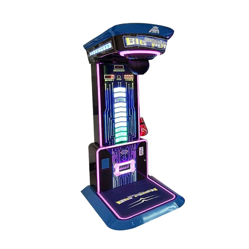 GAMEON Dragon Punch 3 Boxing Machine Metal & Acrylic Cabinet High-Sensitivity Sensors LED Effects 160W Power Competitive Strength Tester Arcade Game - Black&Blue