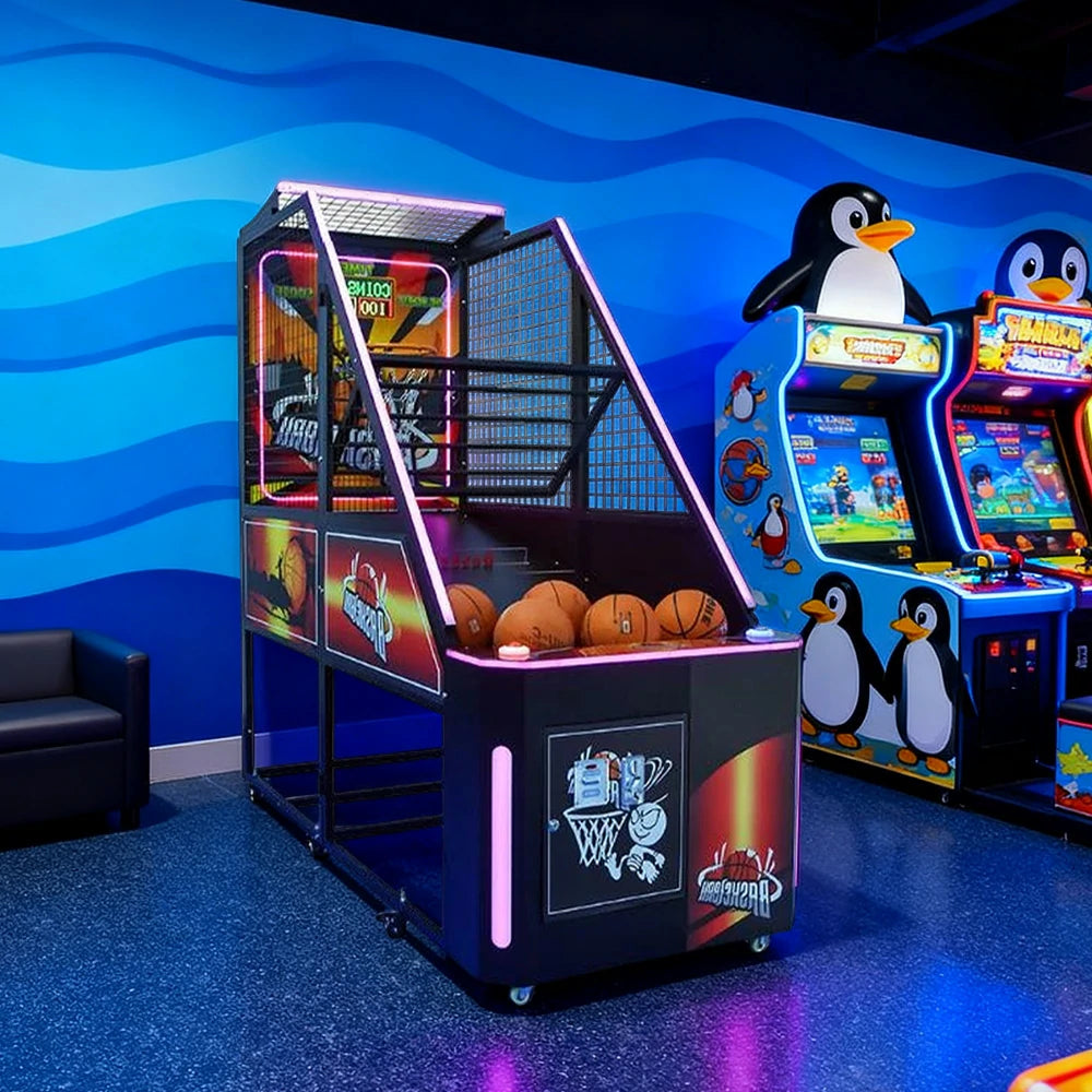 GAMEON Street Basketball Arcade Machine Metal Hoop LED Scoring Display Automatic Ball Return Durable Frame - Standard