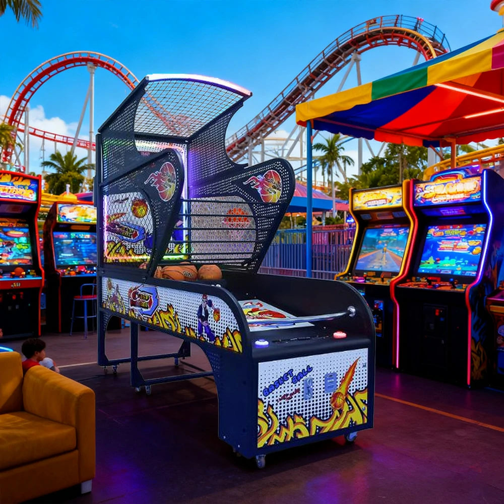 GAMEON Luxury Basketball Arcade Machine Metal Hoop Triple LED Scoring Display Automatic Ball Return Durable Structure - Deluxe