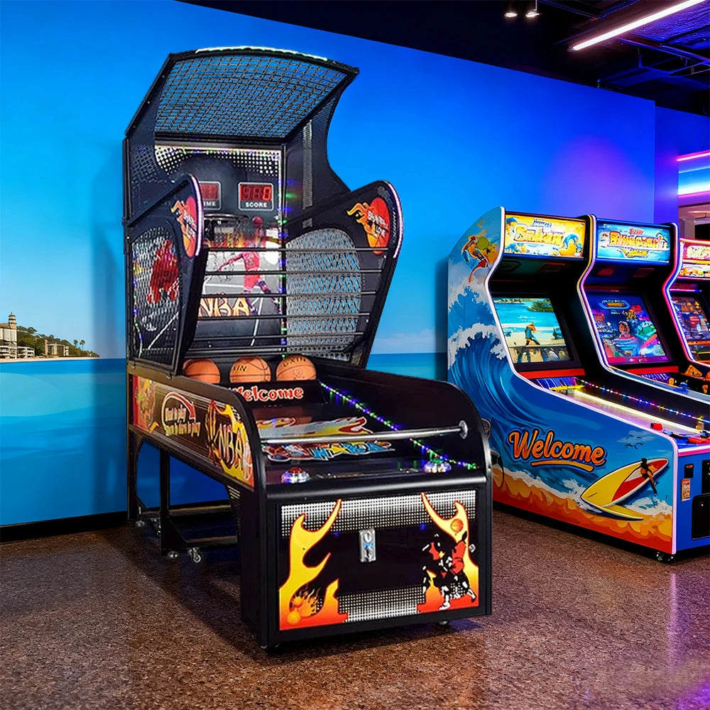 GAMEON Luxury Basketball Arcade Machine Metal Hoop Triple LED Scoring Display Automatic Ball Return Durable Structure - Deluxe