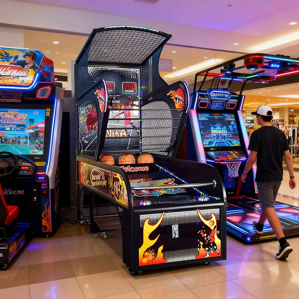 GAMEON Luxury Basketball Arcade Machine Metal Hoop Triple LED Scoring Display Automatic Ball Return Durable Structure - Deluxe