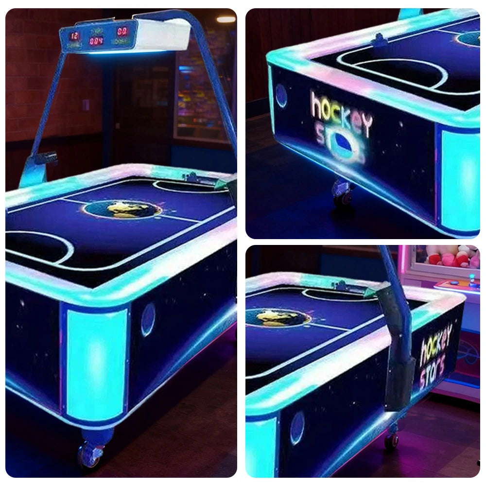 GAMEON Star-Light Air Hockey Table LED Effects Wood & Acrylic Frame 150W Power Smooth Playfield Two-Player Arcade Game - Blue