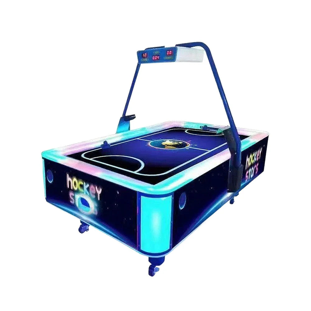 GAMEON Star-Light Air Hockey Table LED Effects Wood & Acrylic Frame 150W Power Smooth Playfield Two-Player Arcade Game - Blue