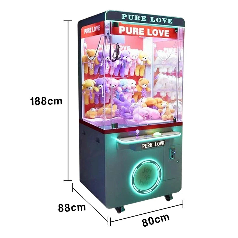 GAMEON Pure Love Claw Machine Coin Operated Prize Catcher LED Lighting Plush Toy Cabinet Arcade Entertainment Design - Green