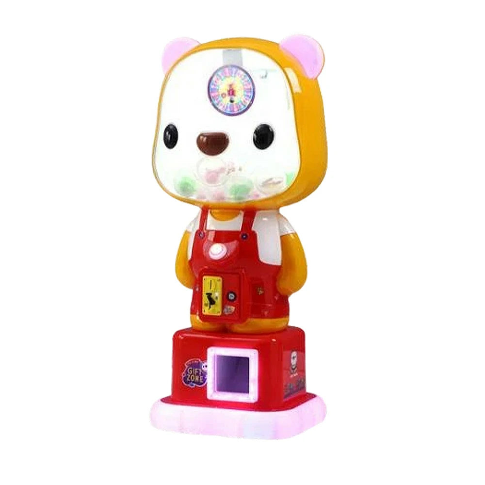 GAMEON Cute Bear Capsule Vending Machine Coin Operated Gacha Toy Dispenser LED Light Base Acrylic Display Design - Red