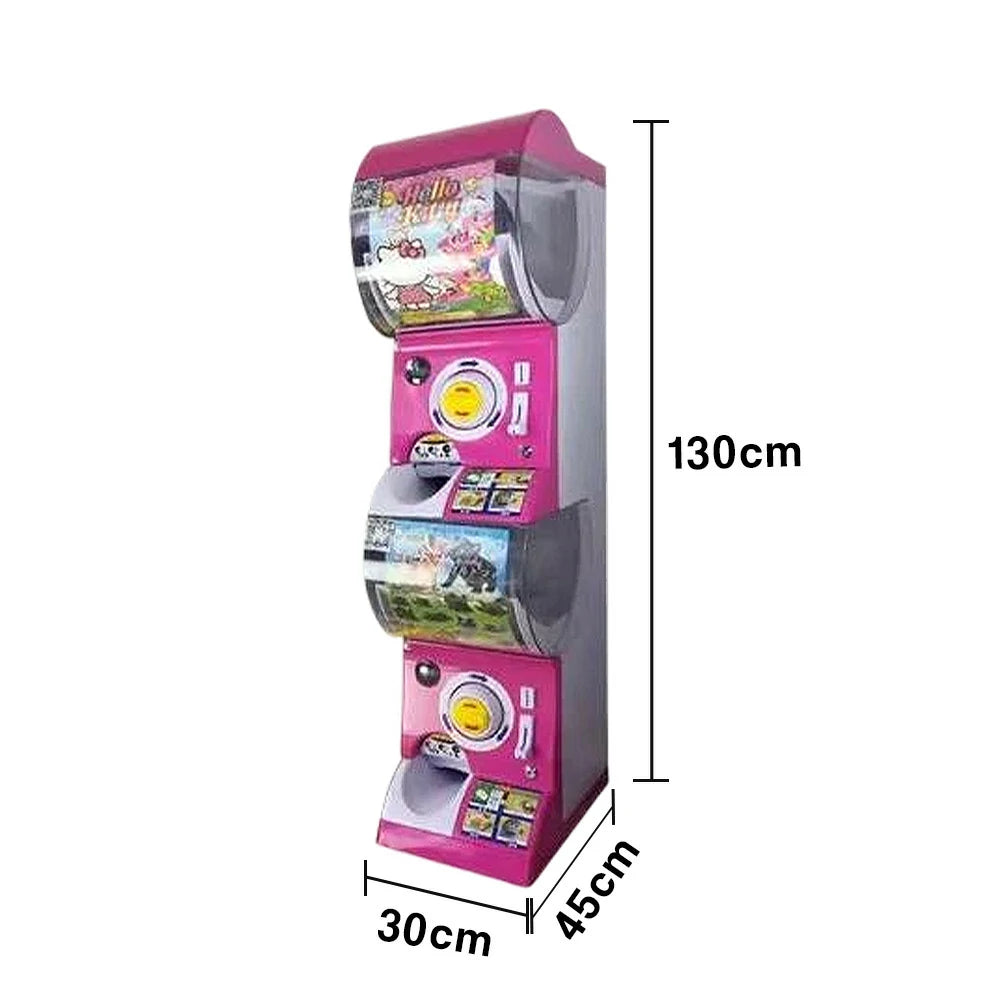 GAMEON Double Layer Capsule Vending Machine Coin Operated Gacha Toy Dispenser ABS Structure Smooth Dual-Compartment Design - Pink