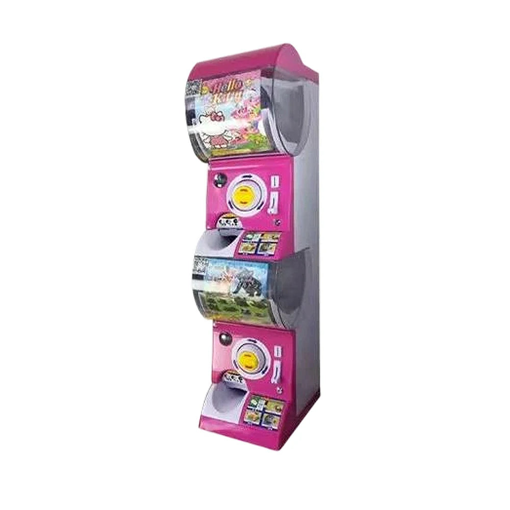 GAMEON Double Layer Capsule Vending Machine Coin Operated Gacha Toy Dispenser ABS Structure Smooth Dual-Compartment Design - Pink