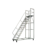 GROVIA 300cm Platform Height  12-step Ladder With Wheels Warehouse Staircase