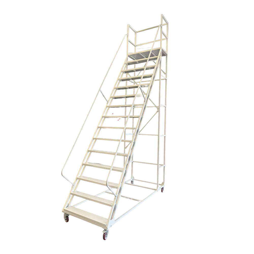 GROVIA 350cm Platform Height  14-step Ladder With Wheels Warehouse Staircase