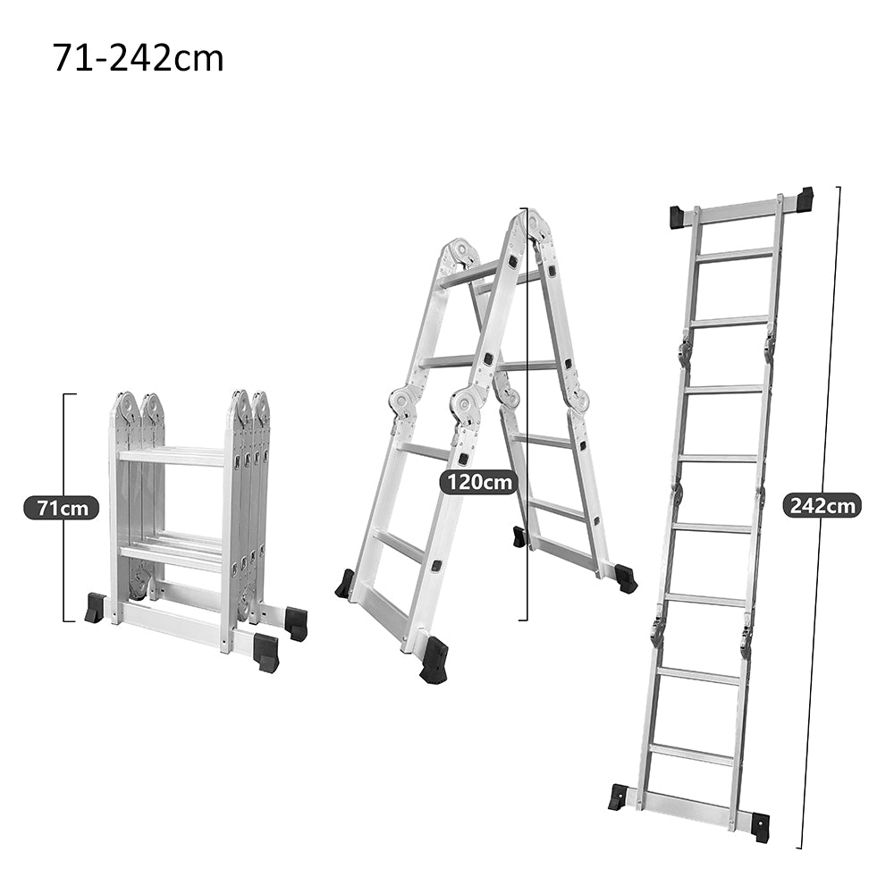 GROVIA 242-592cm Portable Multifunctional Aluminum Folding Ladder