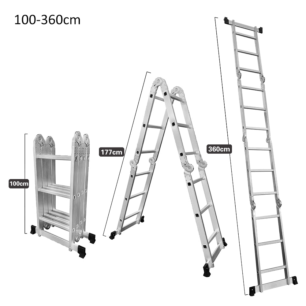 GROVIA 242-592cm Portable Multifunctional Aluminum Folding Ladder