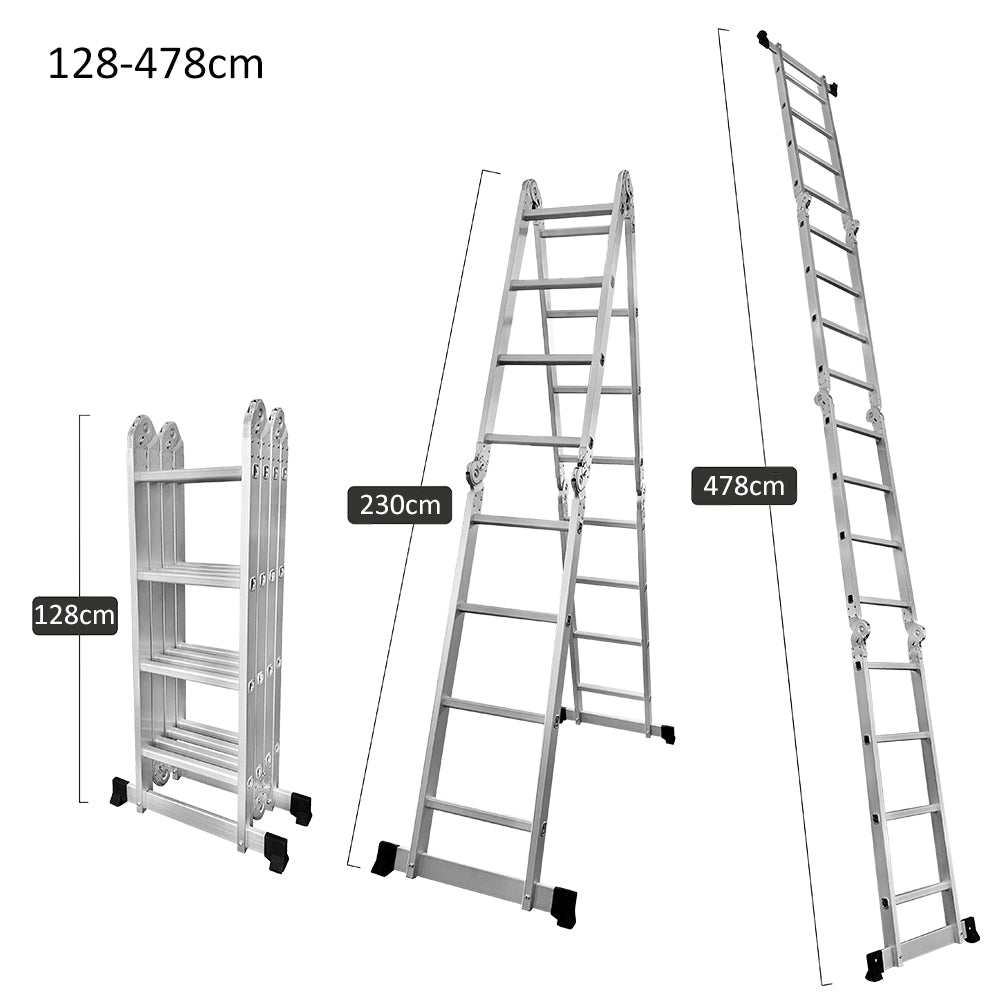 GROVIA 242-592cm Portable Multifunctional Aluminum Folding Ladder