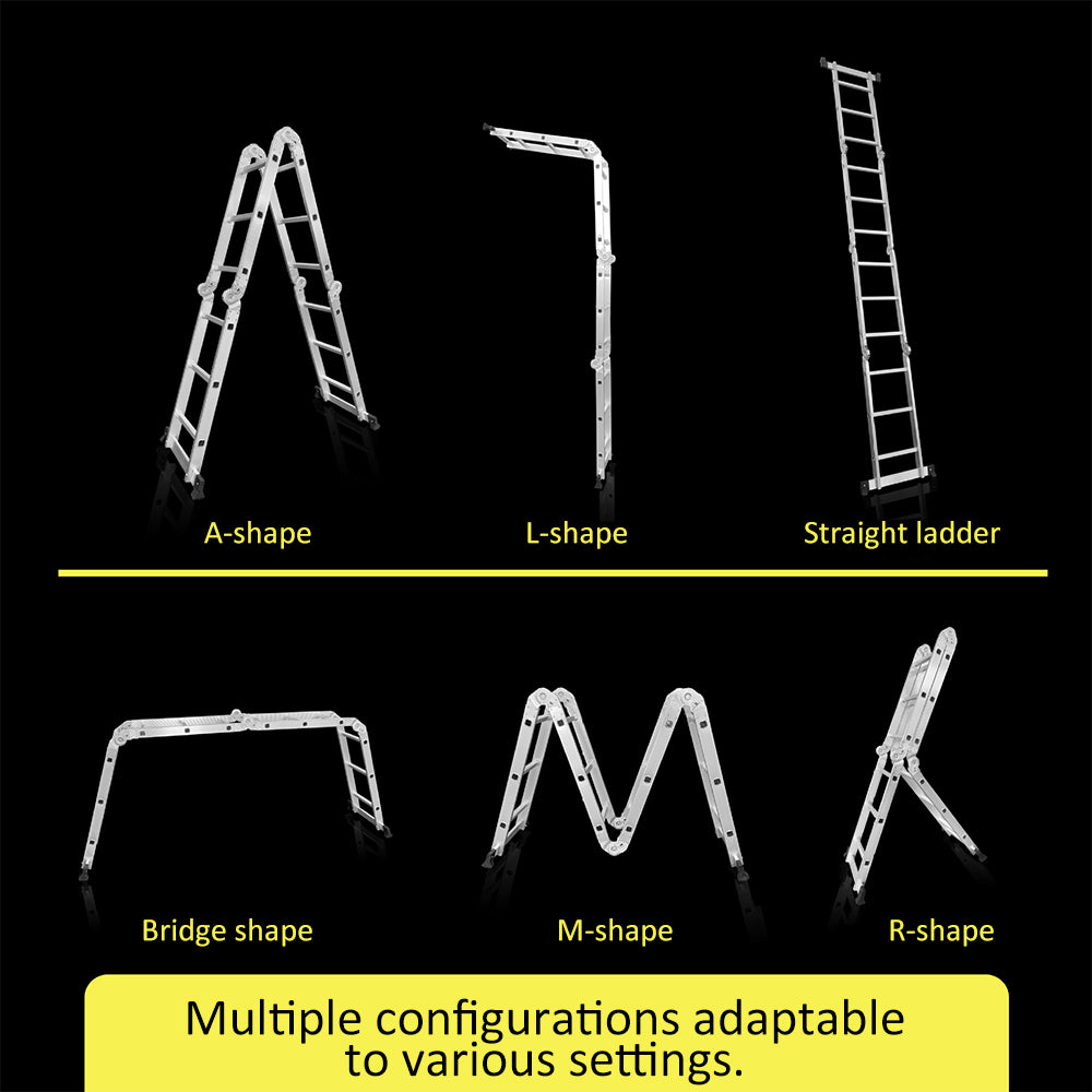 GROVIA 242-592cm Portable Multifunctional Aluminum Folding Ladder