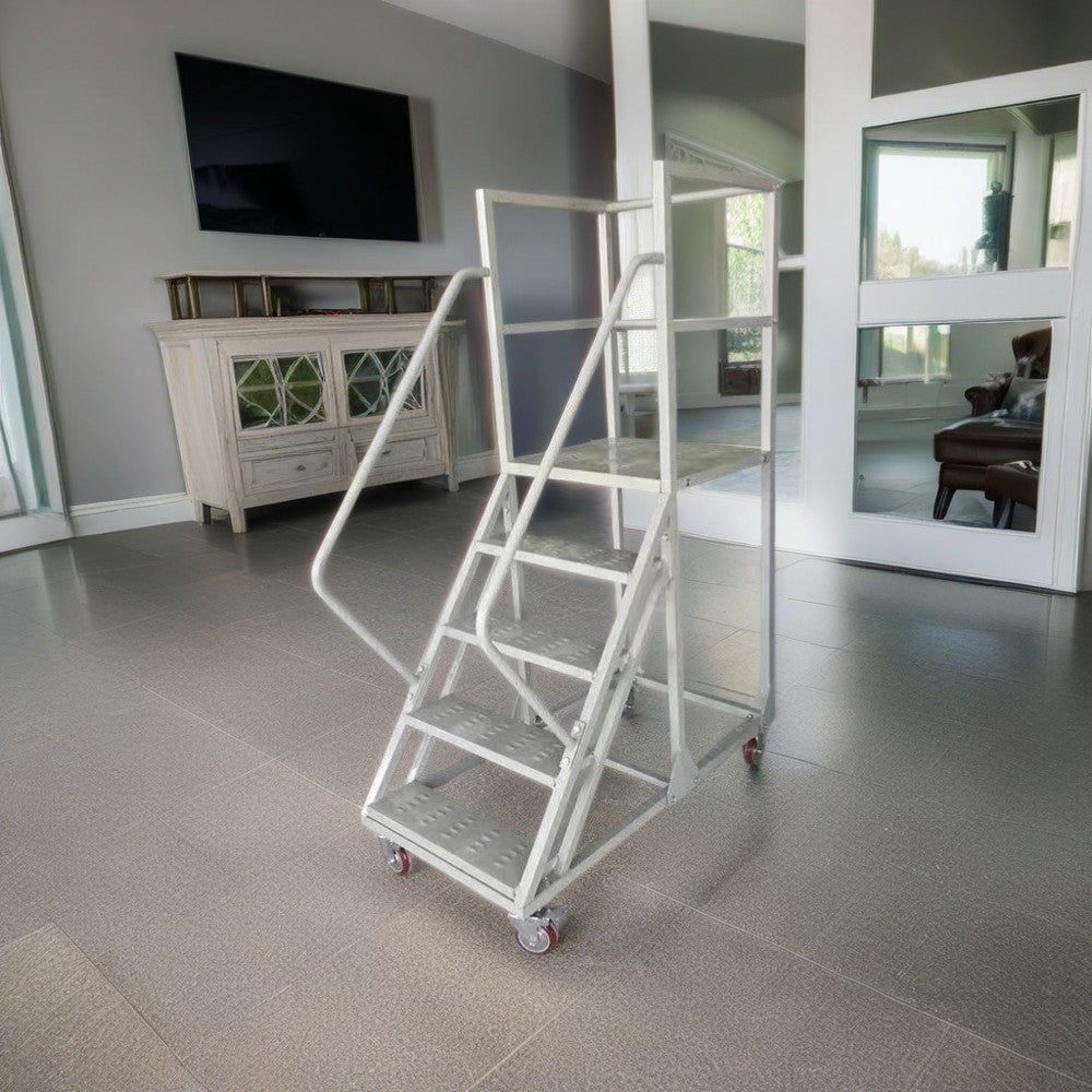 GROVIA 130cm Platform Height  5-step Ladder With Wheels Warehouse Staircase